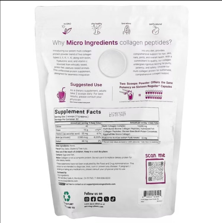 Micro Ingredients Multi Collagen Peptides – 32 oz